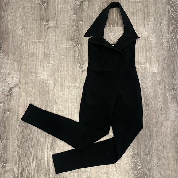 Vintage 80s Bisou Bisou Black Halter Catsuit RARE - Picture 3 of 6